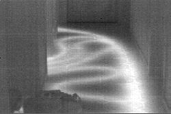 La m�me image en �chelle de gris avec la cam�ra thermique.