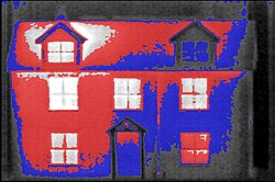Image thermique de la fa�ade d'un b�timent avec la cam�ra thermique.