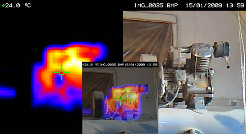 Analyse d'un moteur avec la cam�ra thermographique PCE-TC 2