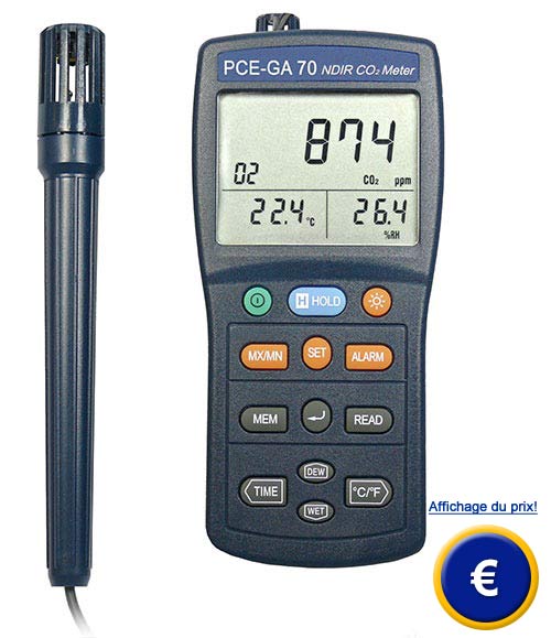 D�tecteur de gaz pour la qualit� de l'air PCE-GA 70.