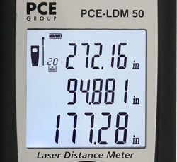 Ecran du distancemètre PCE-LDM 50