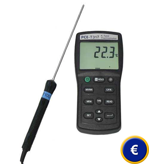 Indicateur de température de contact PCE-T317 avec un grand écran.