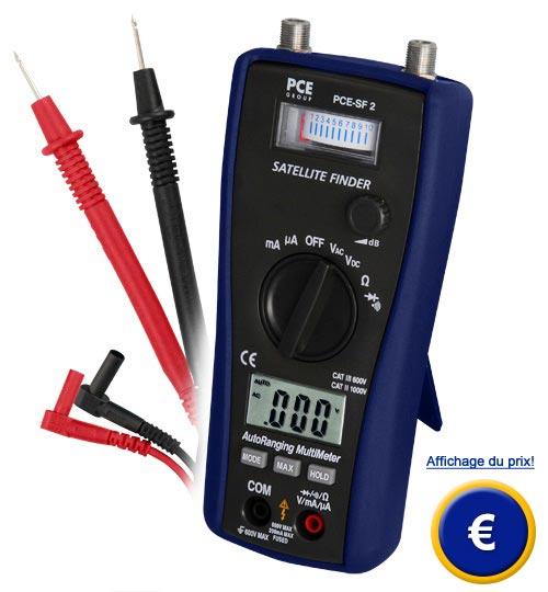 Localisateur de signal satellite et multimètre PCE-SF 2