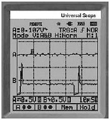 Diff�rentes images sur l'�cran de l'oscilloscope PCE-OC 1