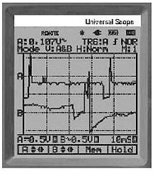 Diff�rentes images sur l'�cran de l'oscilloscope PCE-OC 1