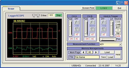 Logiciel oscilloscope PCE-OC 1