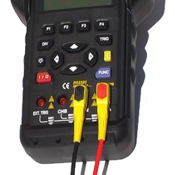 Emplacement des pinces pour la mesure dans l'oscilloscope du canal A.