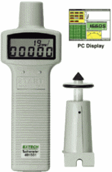 Tachym�tre portable PCE-151 avec interface et logiciel pour le transfert des valeurs de mesure au PC.