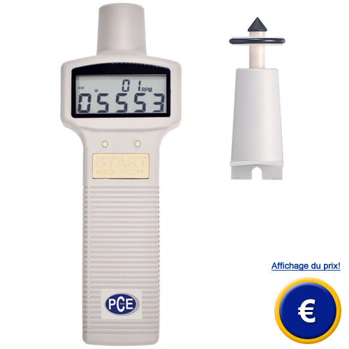 Tachymètre optique portable PCE-151 avec interface et logiciel.