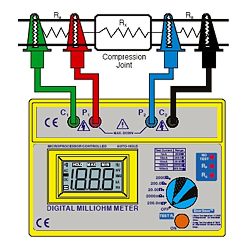 Mesure à haute précision à 4 phases avec le testeur de résistance électrique PCE-MO 2002.