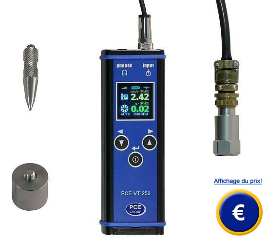 Testeur de vibrations PCE-VT 250 pour d�terminer l'�tat des  machines.