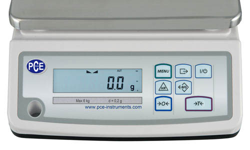 Ecran de la balance compacte série PCE-BDM (ici max. 6 kg)