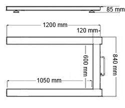 Croquis des dimensions de la balance pour palettes