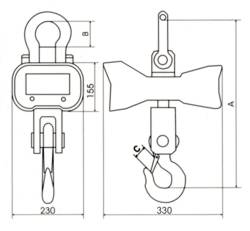 Dimensions du crochet peseur.