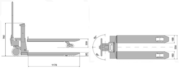 Croquis de la transpalette de pesage vrifie PCE-TPWLM.