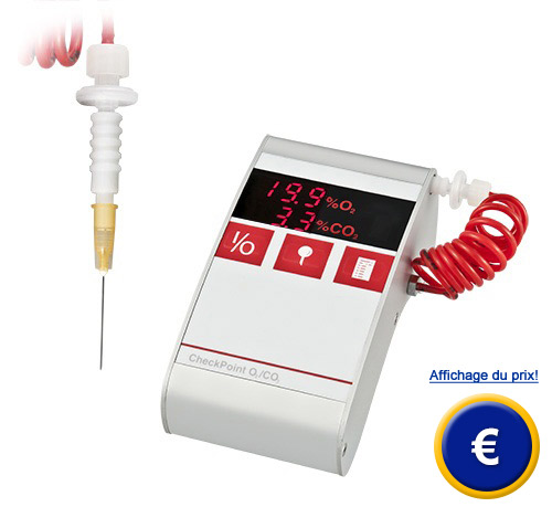 Analyseur de gaz pour les atmosphres modifies avec une aiguille hypodermique