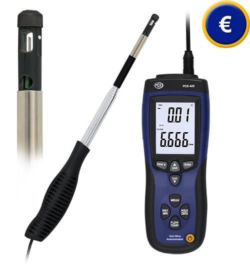 Anmomtre avec sonde thermique externe PCE-423 pour la vitesse du vent