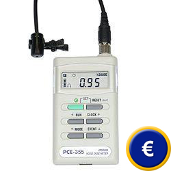 Contrleur de bruit PCE-355  micro externe, mmoire de donnes, cble de donnes et logiciel pour transfrer les donnes.