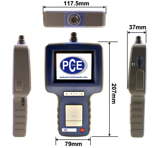 Dimensions de l'endoscope PCE-VE 350.