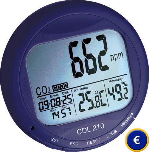 Enregistreur de CO2 avec une indication de la temprature et de l'humidit