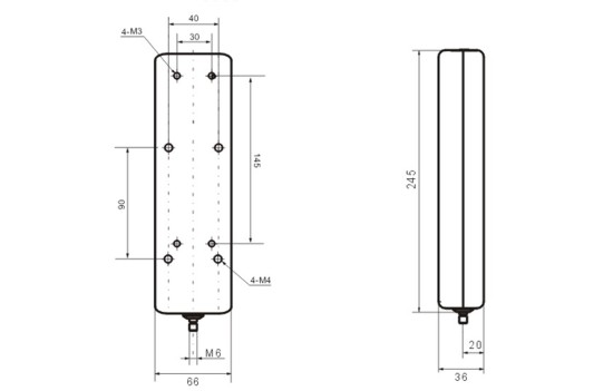 Dimensions du mesureur d'effort PCE-SH 1000