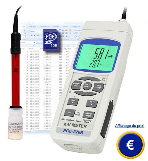 Le mesureur de potentiel Redox PCE 228 R comprend l'lectrode Redox OPR-14