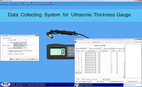 Logiciel du mesureur par ultrasons PCE-TG 50.