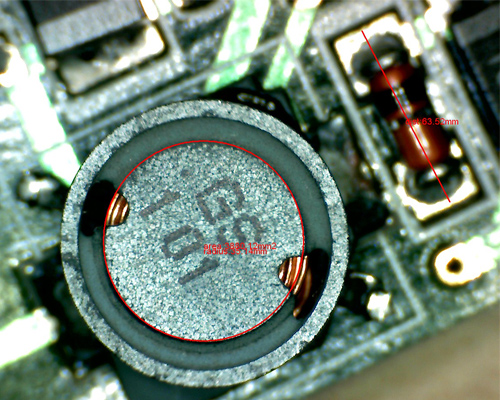 Diamètre et aire de circonférence avec le logiciel du microscope USB