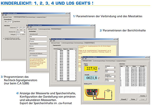 Brève notice d'emploi pour le logiciel de PC C.A 528x pour le multimètre AC + DC TRMS C.A 5289