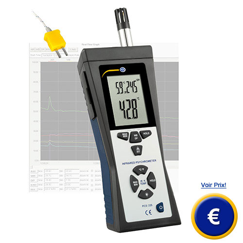 Psychromètre pour la mesure de l'humidité et la température PCE-320