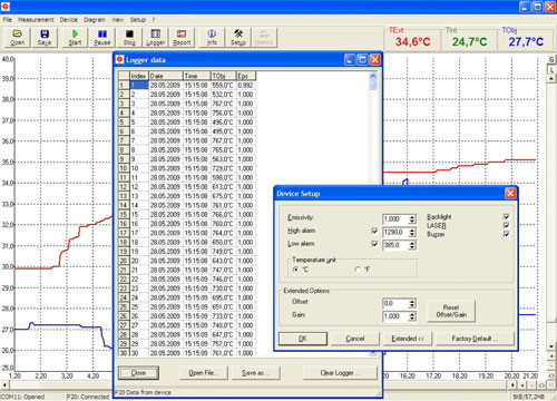 Logiciel du pyromtre portable srie PCE-IR 1000