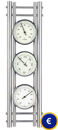 Station météo analogique aluminium hygromètre thermomètre baromètre  intérieur & extérieur