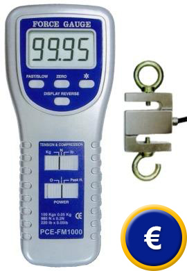 Testeur de force PCE-FM1000  cellule dynamomtrique externe et interface.