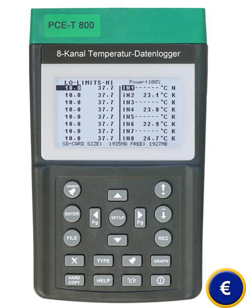 Thermomtre enregistreur de temprature  8 canaux PCE-T 800