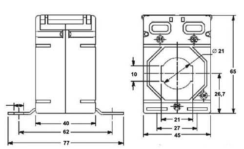 Dimensions transducteur pour rail