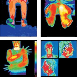 Vrification de la temprature du corps humain avec une camra thermographique.